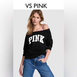 VS PINK IVY FLEECE OFF THE SHOULDER SWEATSHIRT